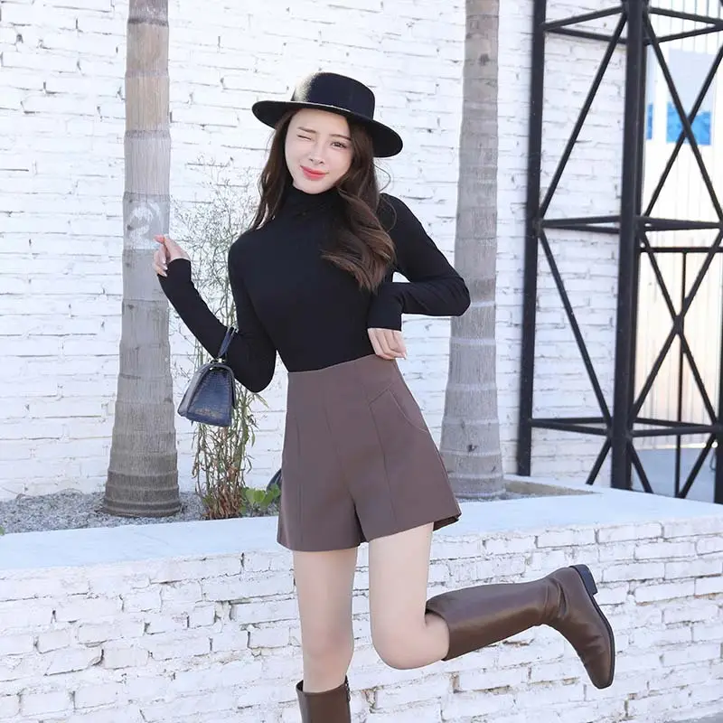 Korean Style High-Waisted Solid Color Shorts - Image 11
