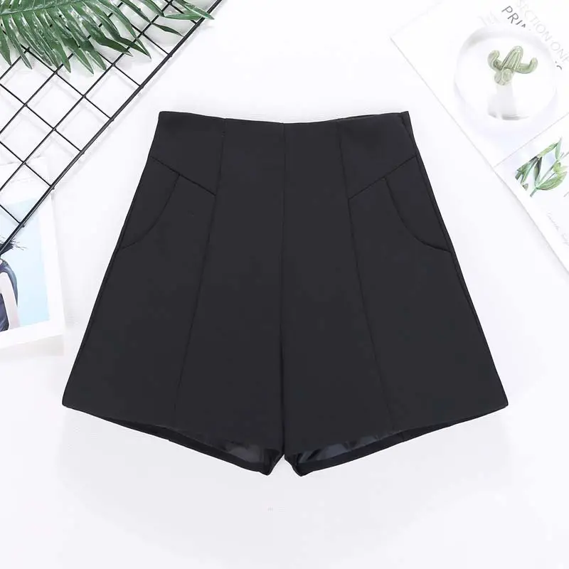 Korean Style High-Waisted Solid Color Shorts - Image 2