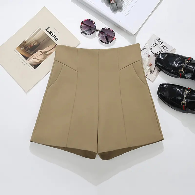 Korean Style High-Waisted Solid Color Shorts - Image 6