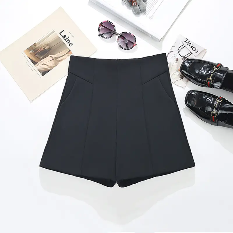 Korean Style High-Waisted Solid Color Shorts - Image 7