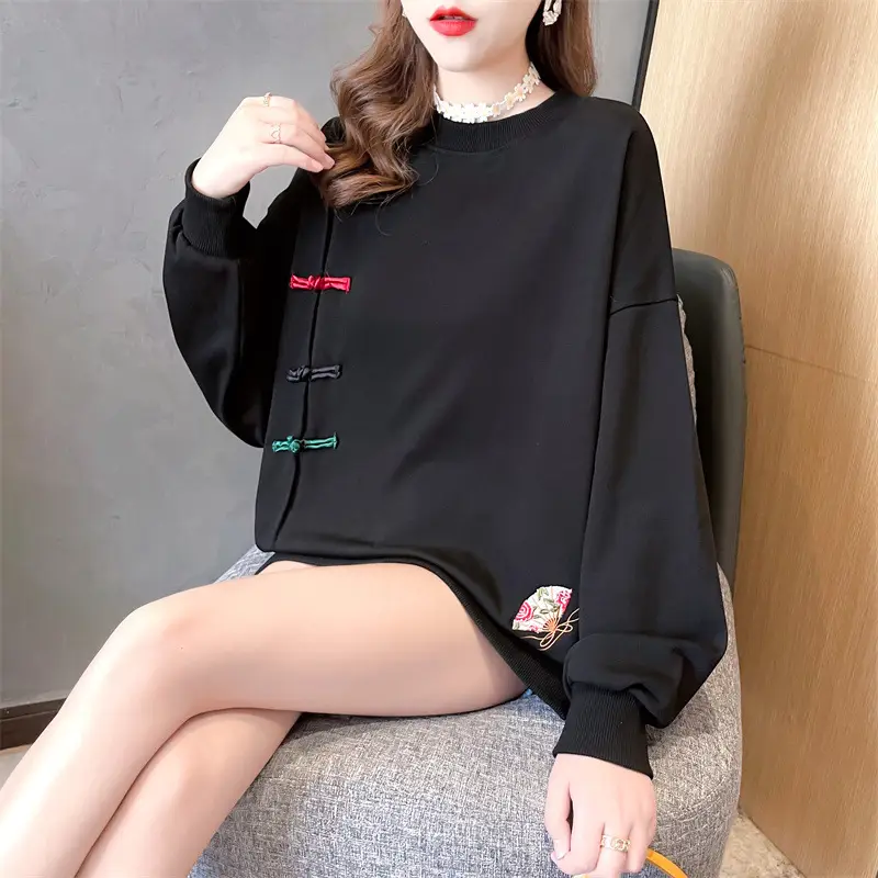 Women Korean Style Loose Sweater Cream Large Lazy Embroidered — feature 10
