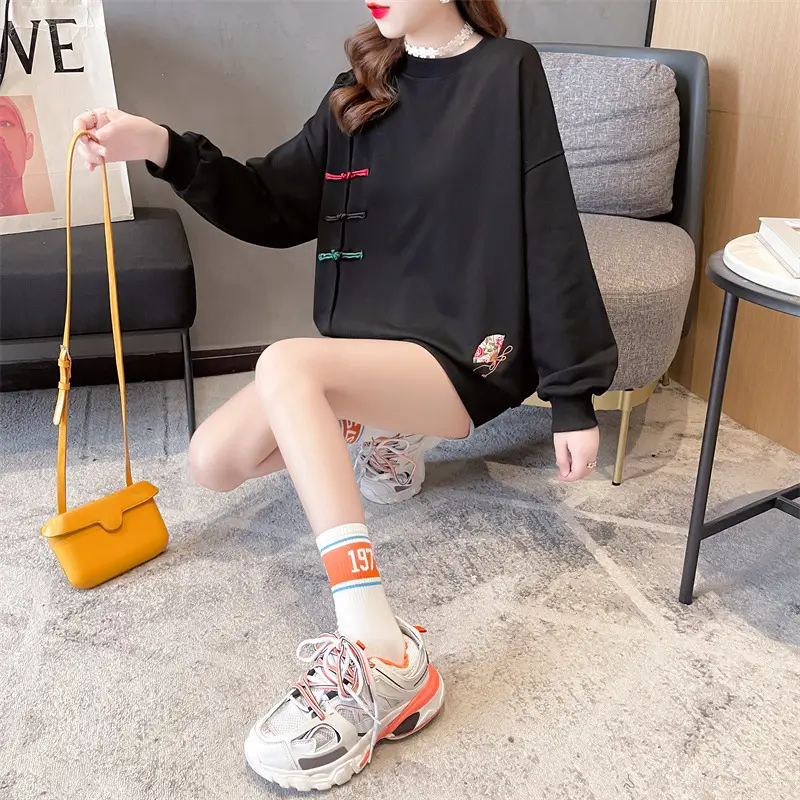 Women Korean Style Loose Sweater Cream Large Lazy Embroidered — feature 12