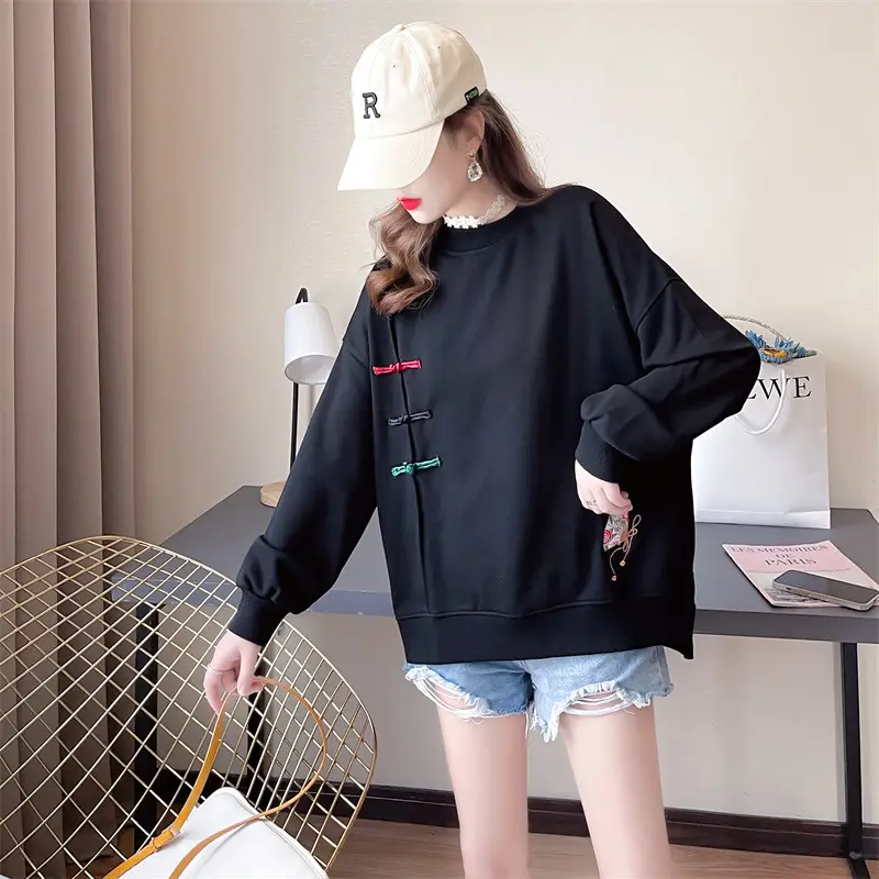 Women Korean Style Loose Sweater Cream Large Lazy Embroidered — feature 13