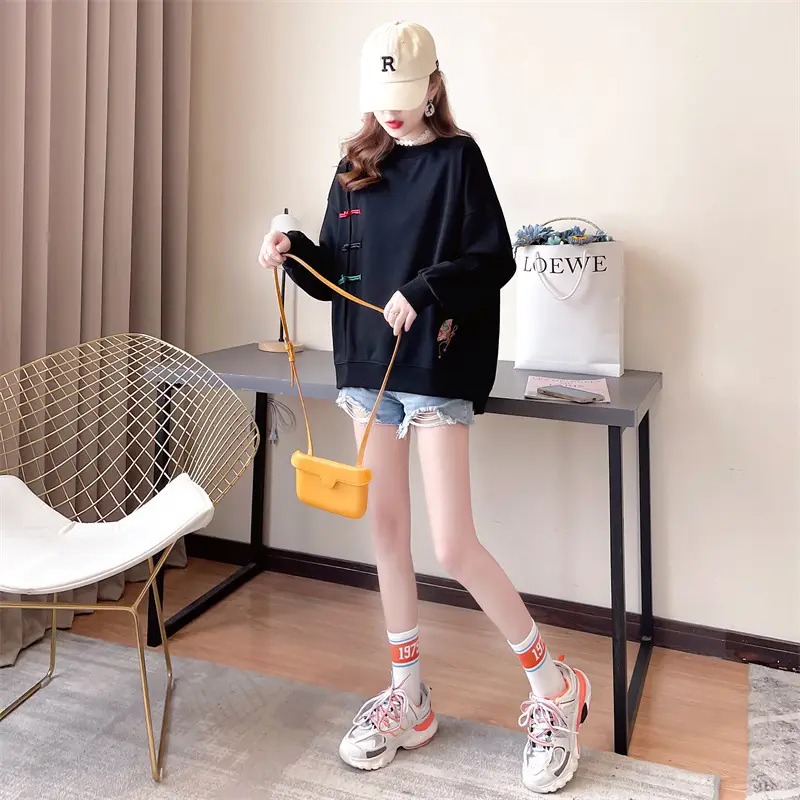 Women Korean Style Loose Sweater Cream Large Lazy Embroidered — feature 14