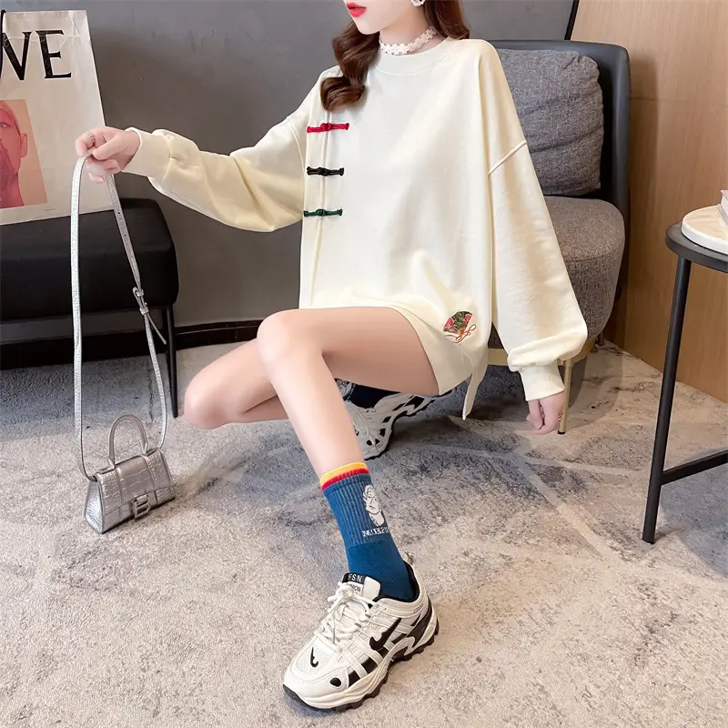 Women Korean Style Loose Sweater Cream Large Lazy Embroidered — feature 3