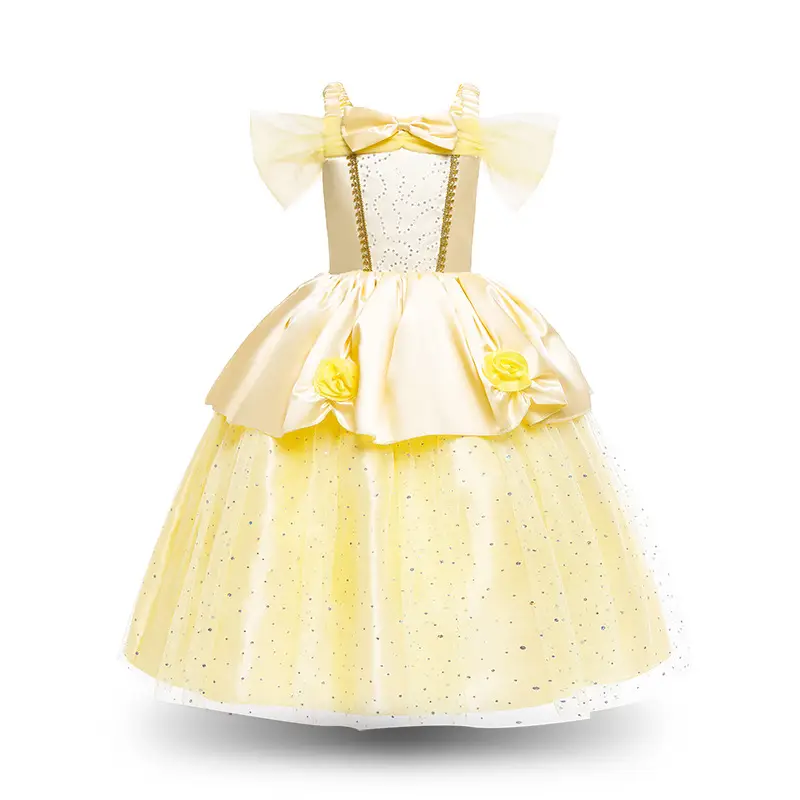 Halloween Belle Princess Dress Yellow Sparkly - Image 3