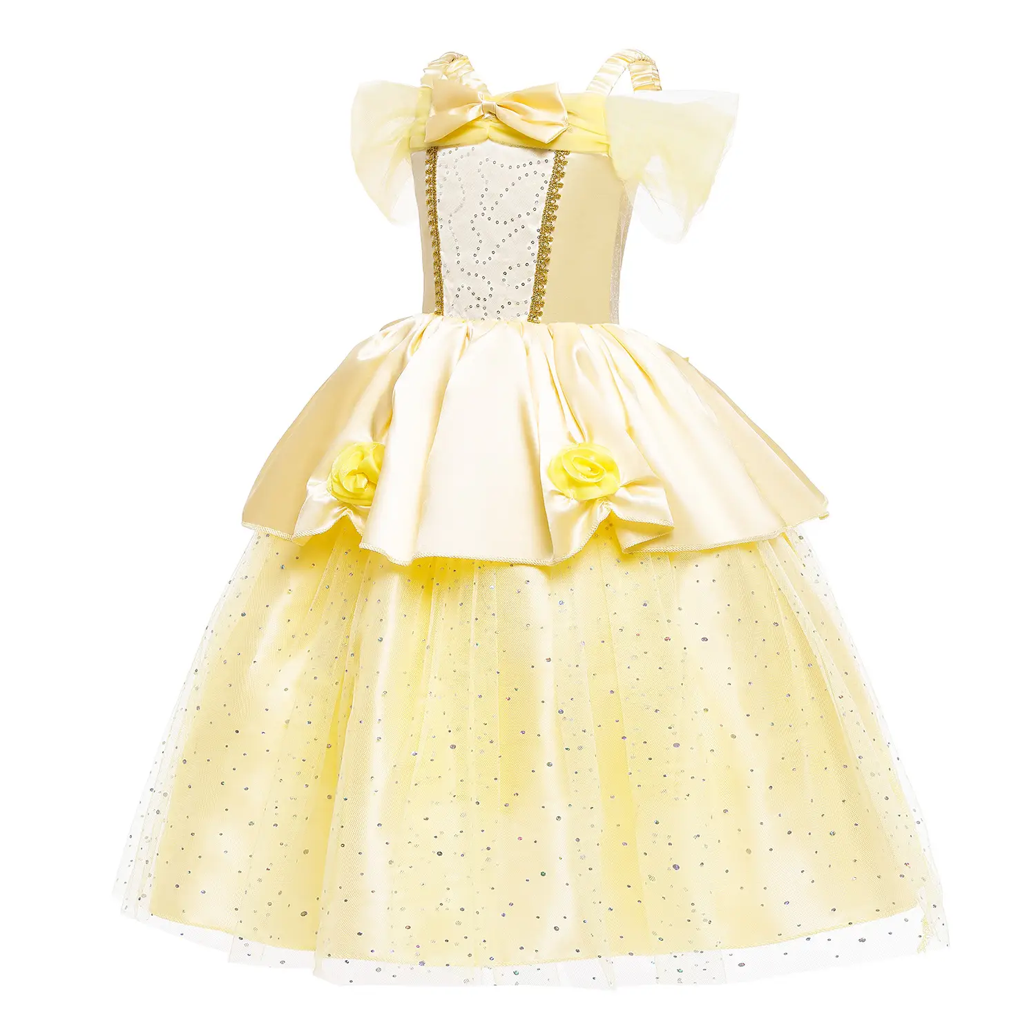 Halloween Belle Princess Dress Yellow Sparkly - Image 4