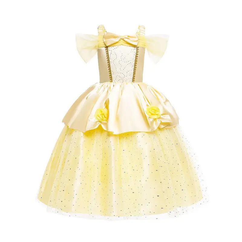 Halloween Belle Princess Dress Yellow Sparkly - Image 5
