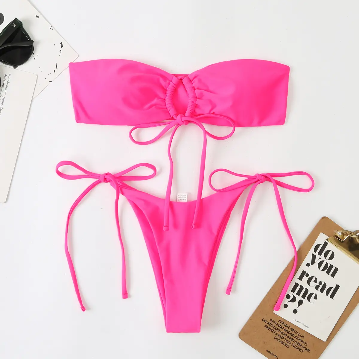Green Split Triangle Strapless Swimsuit for Women - Image 9