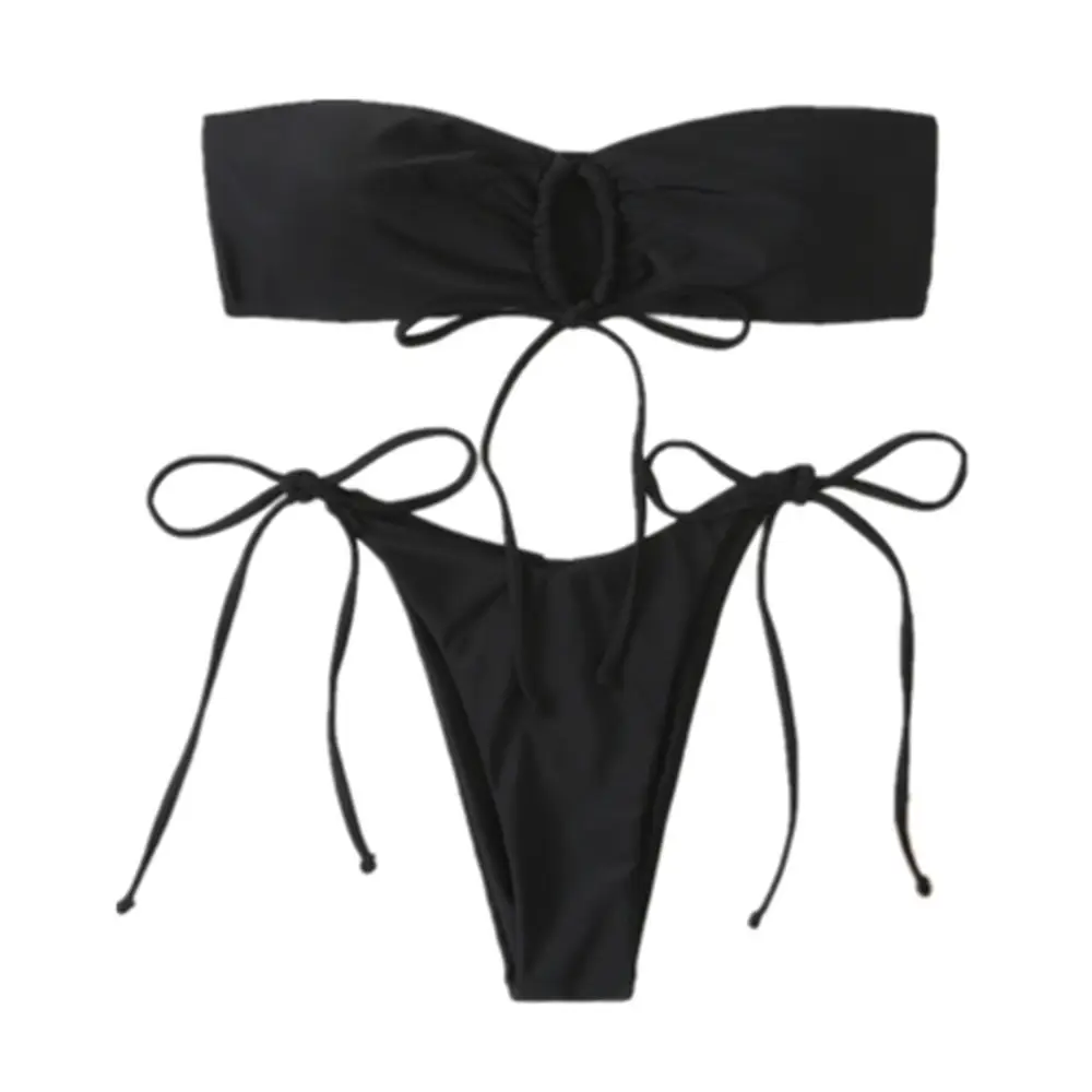 Green Split Triangle Strapless Swimsuit for Women - Image 10