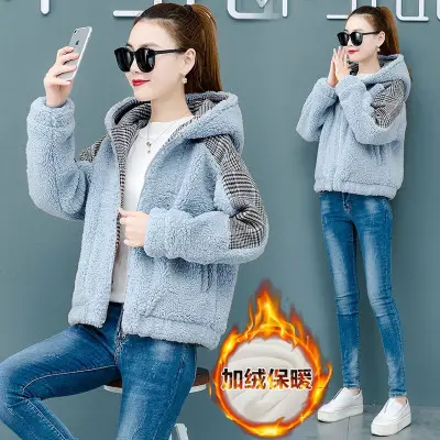 Women's Warm Fleece Lined Coat Light Blue Large — feature 4