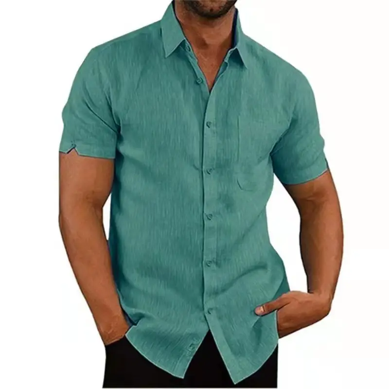 Men's Black Short Sleeve Button Down Shirt - Image 8
