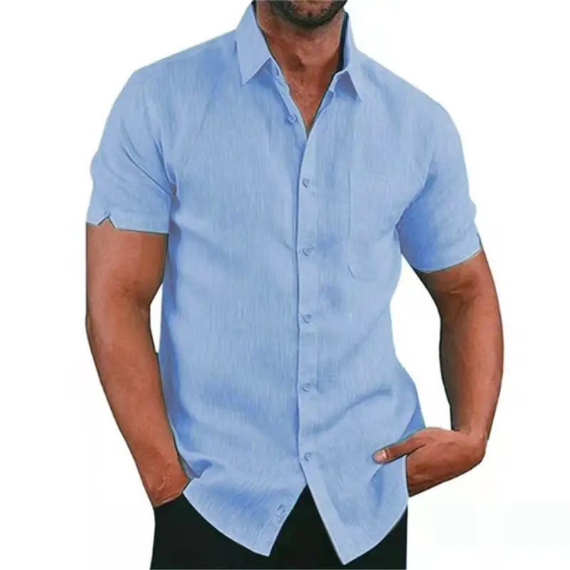 Men's Black Short Sleeve Button Down Shirt - Image 11