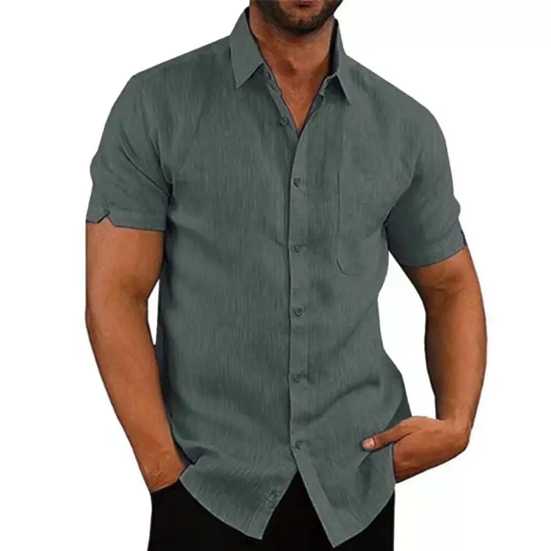 Men's Black Short Sleeve Button Down Shirt - Image 3