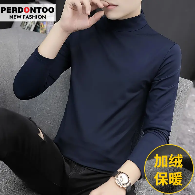 Men Fleece Lined Half-Turtleneck Shirt Winter Warm - Image 16