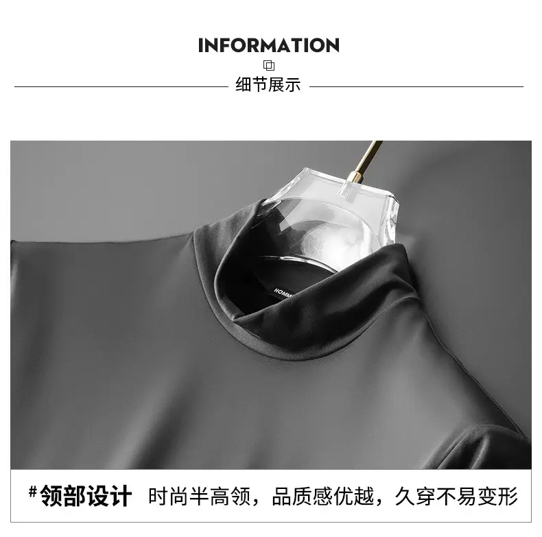 Men Fleece Lined Half-Turtleneck Shirt Winter Warm — feature 13
