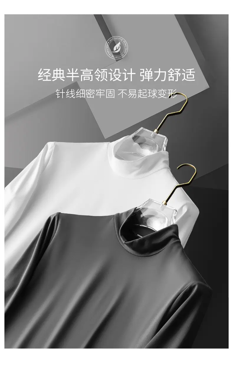 Men Fleece Lined Half-Turtleneck Shirt Winter Warm — feature 3