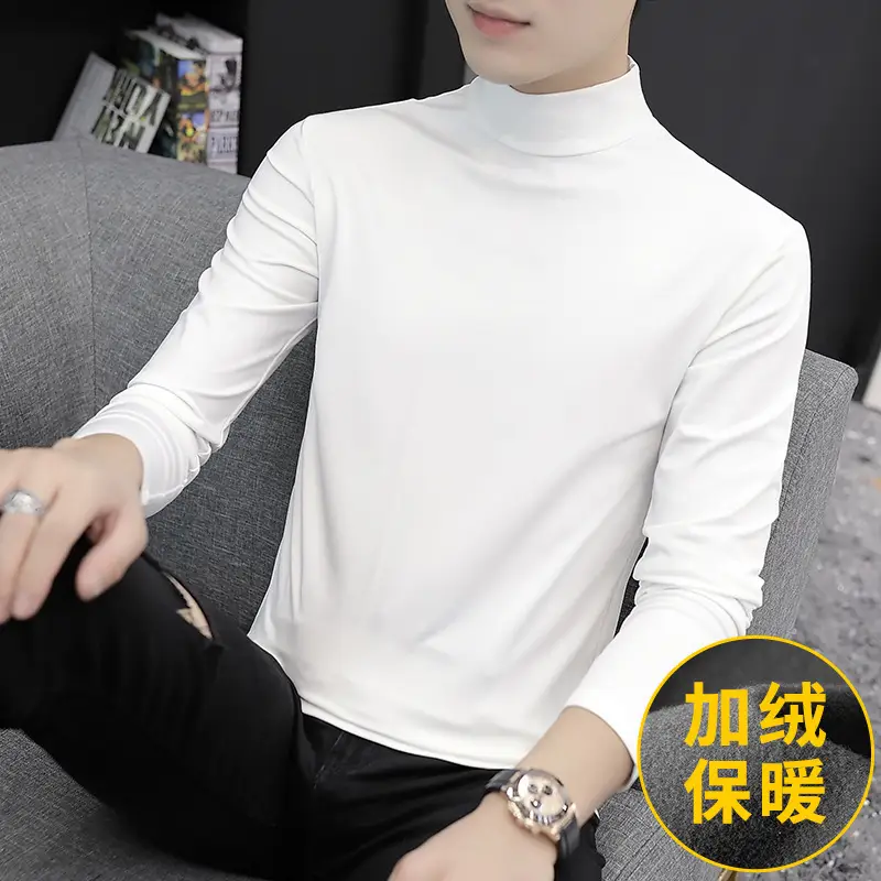Men Fleece Lined Half-Turtleneck Shirt Winter Warm - Image 2