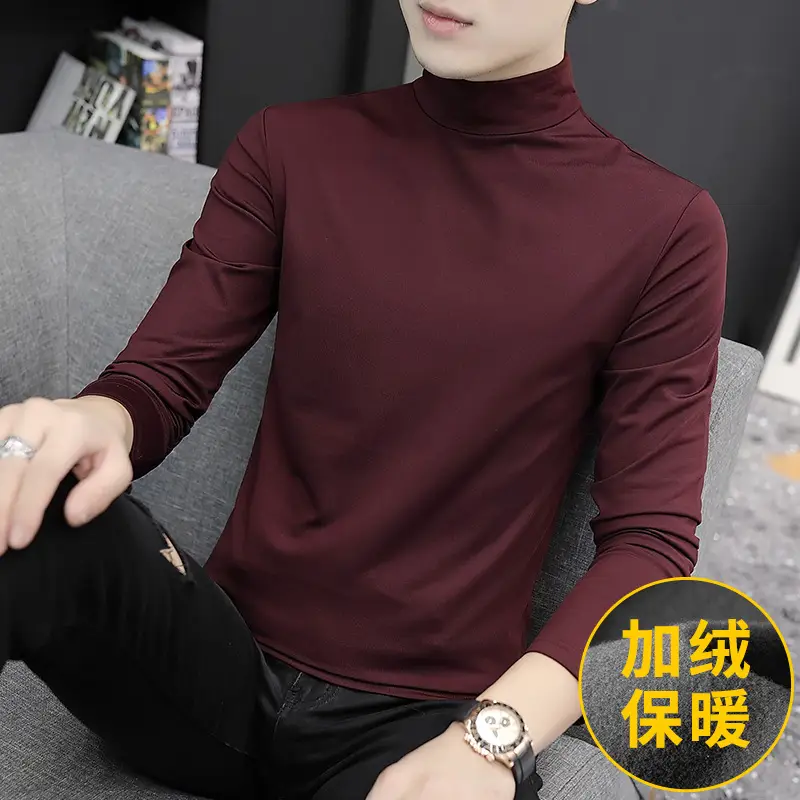 Men Fleece Lined Half-Turtleneck Shirt Winter Warm - Image 4