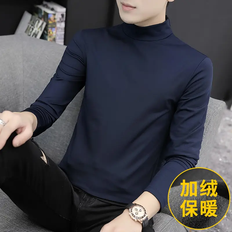 Men Fleece Lined Half-Turtleneck Shirt Winter Warm - Image 5