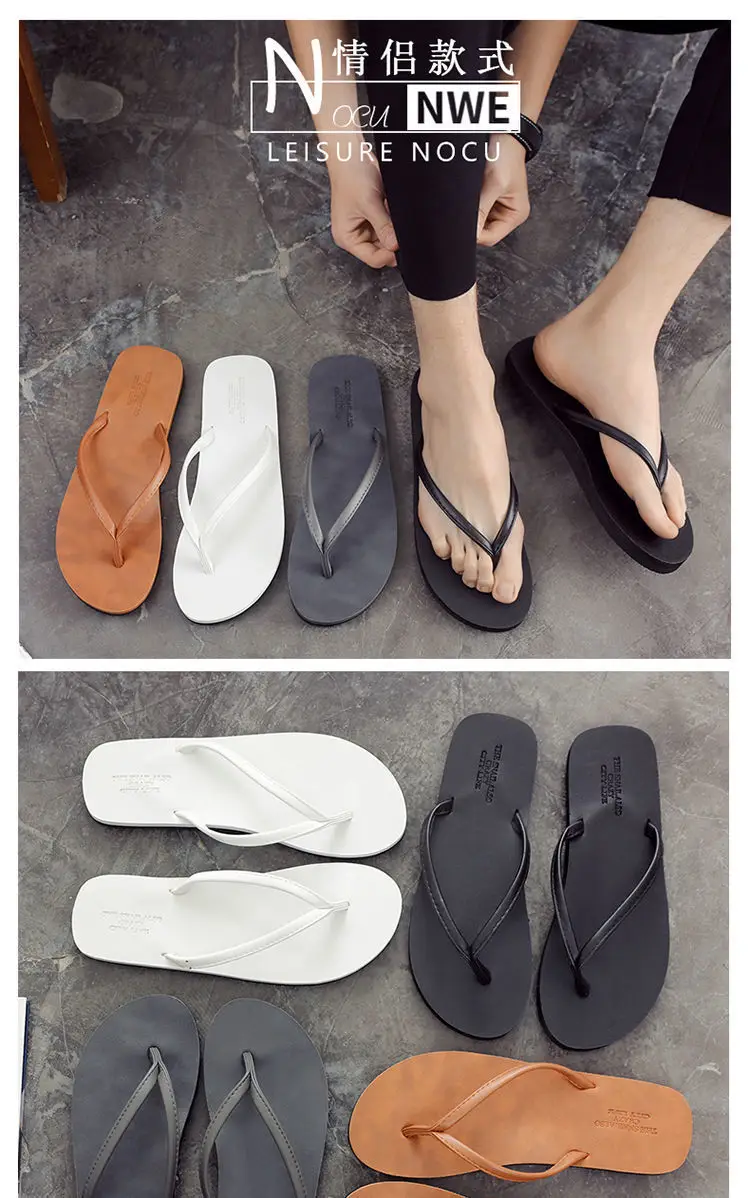 Men's New Couple Slippers Summer Clip Wear Leather — feature 1