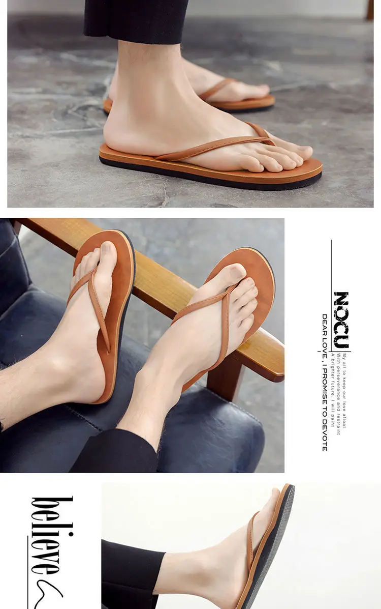 Men's New Couple Slippers Summer Clip Wear Leather — feature 15