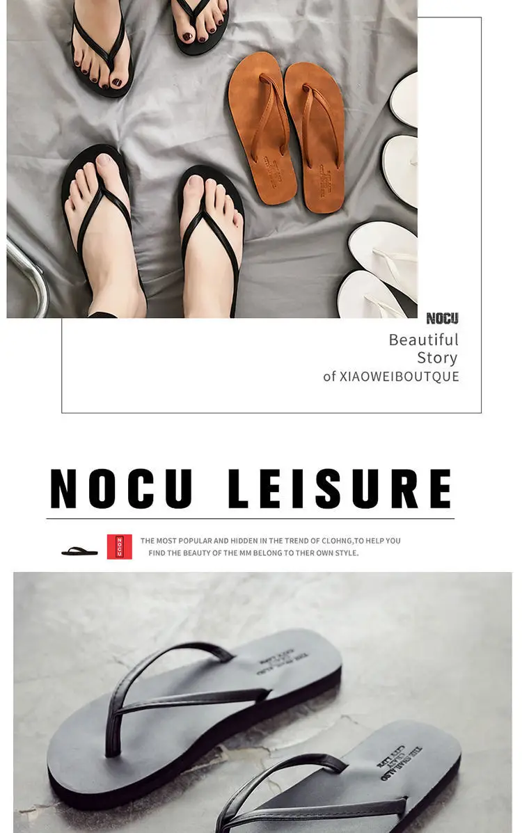 Men's New Couple Slippers Summer Clip Wear Leather — feature 6