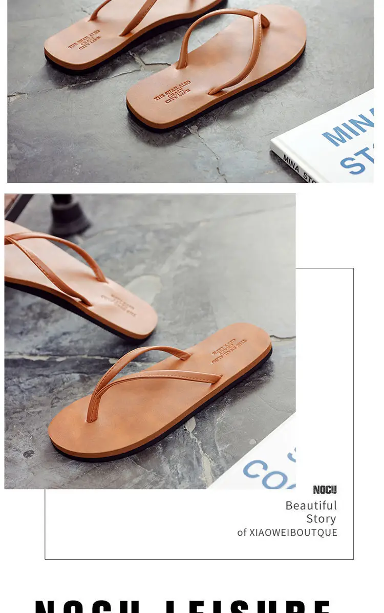 Men's New Couple Slippers Summer Clip Wear Leather — feature 9