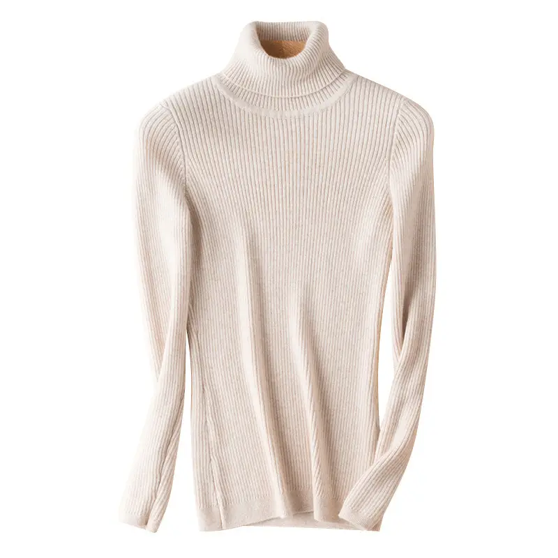 Women's New High Neck Knitted Sweater Grey Solid Color - Image 28
