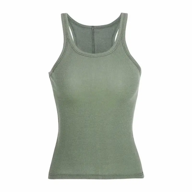 Women's Olive Green Sleeveless V-Shape Vest - Image 2