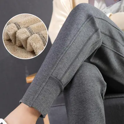 Women Fleece Lined Warm Sports Pants Black - Image 6