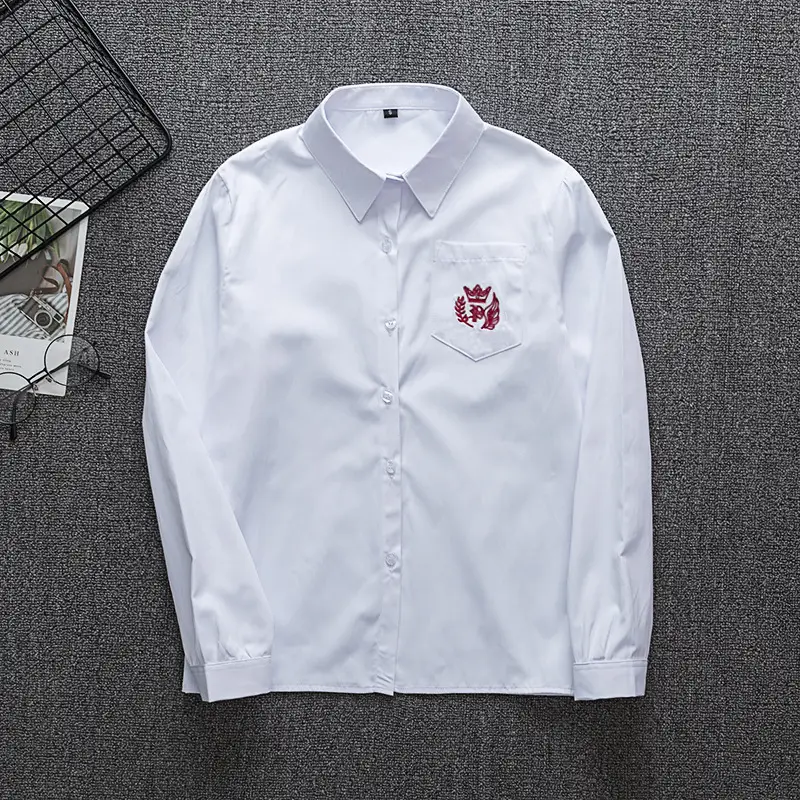 White Japanese Department College Men Shirt with Embroidery - Image 40