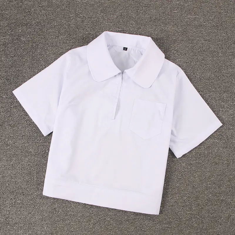 White Japanese Department College Men Shirt with Embroidery — feature 10