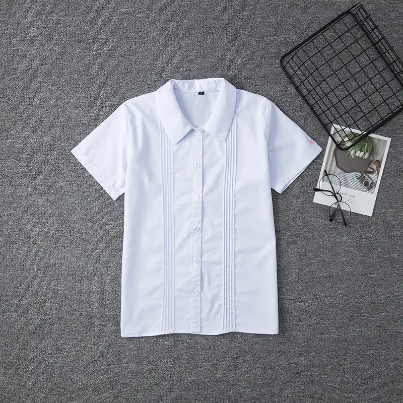 White Japanese Department College Men Shirt with Embroidery — feature 12