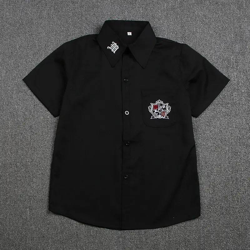 White Japanese Department College Men Shirt with Embroidery — feature 27