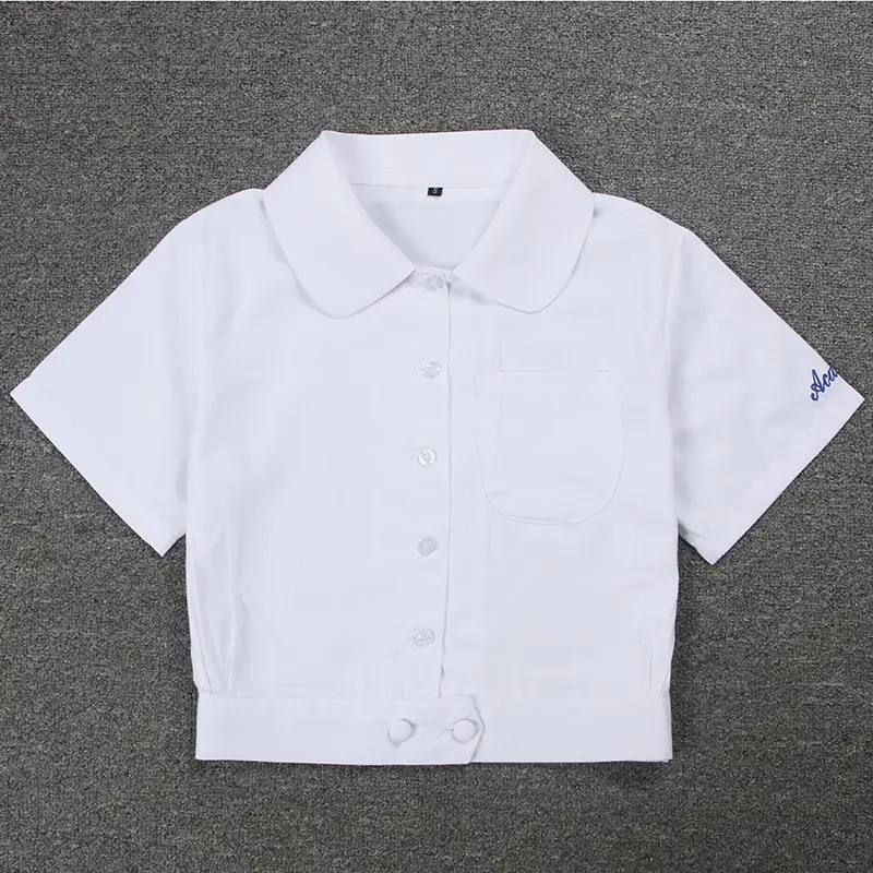 White Japanese Department College Men Shirt with Embroidery — feature 29