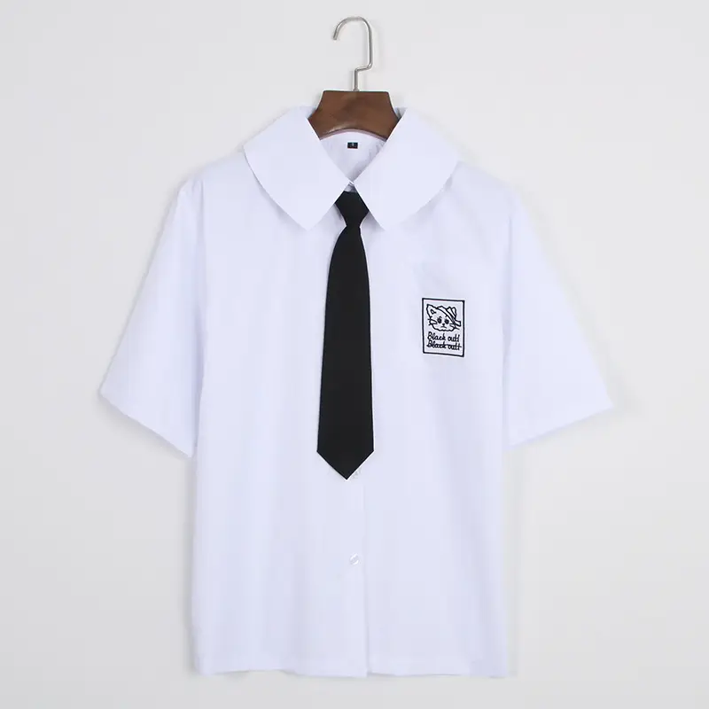 White Japanese Department College Men Shirt with Embroidery - Image 14