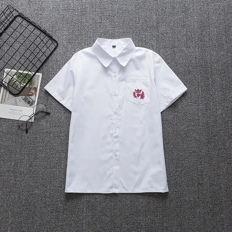 White Japanese Department College Men Shirt with Embroidery - Image 2