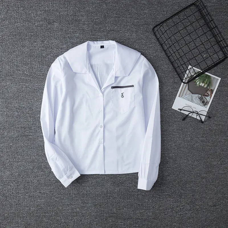White Japanese Department College Men Shirt with Embroidery - Image 21