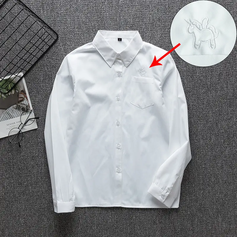 White Japanese Department College Men Shirt with Embroidery - Image 23