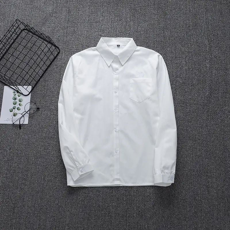White Japanese Department College Men Shirt with Embroidery - Image 24