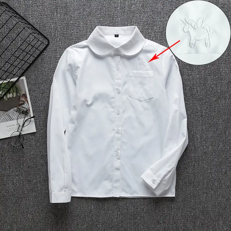 White Japanese Department College Men Shirt with Embroidery - Image 25