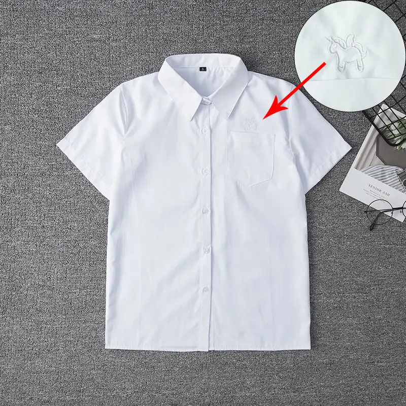 White Japanese Department College Men Shirt with Embroidery - Image 27