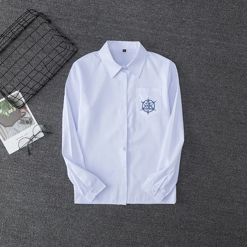 White Japanese Department College Men Shirt with Embroidery - Image 3