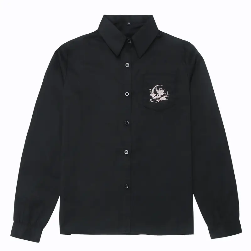 White Japanese Department College Men Shirt with Embroidery - Image 30