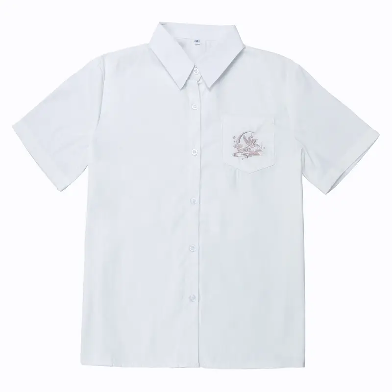 White Japanese Department College Men Shirt with Embroidery - Image 31