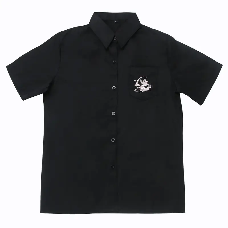 White Japanese Department College Men Shirt with Embroidery - Image 32