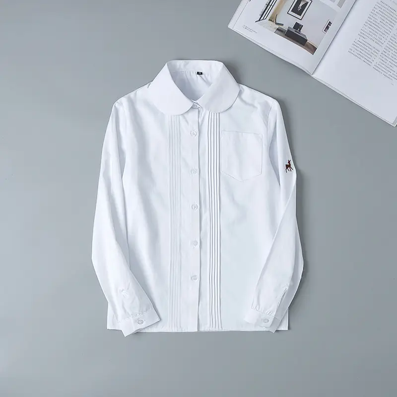 White Japanese Department College Men Shirt with Embroidery - Image 35