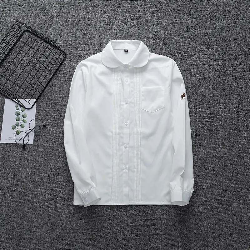 White Japanese Department College Men Shirt with Embroidery - Image 36