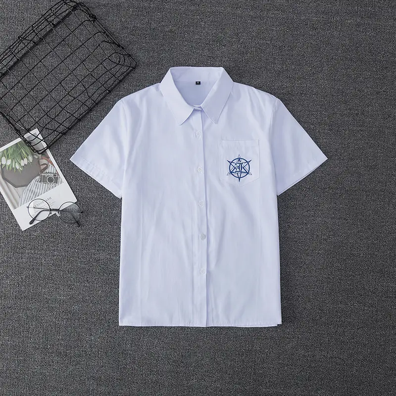 White Japanese Department College Men Shirt with Embroidery - Image 4
